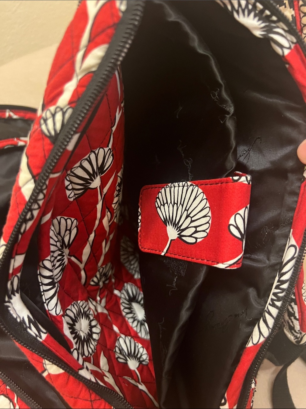 Vera Bradley Red Quilted Floral Backpack - Picture 9 of 12